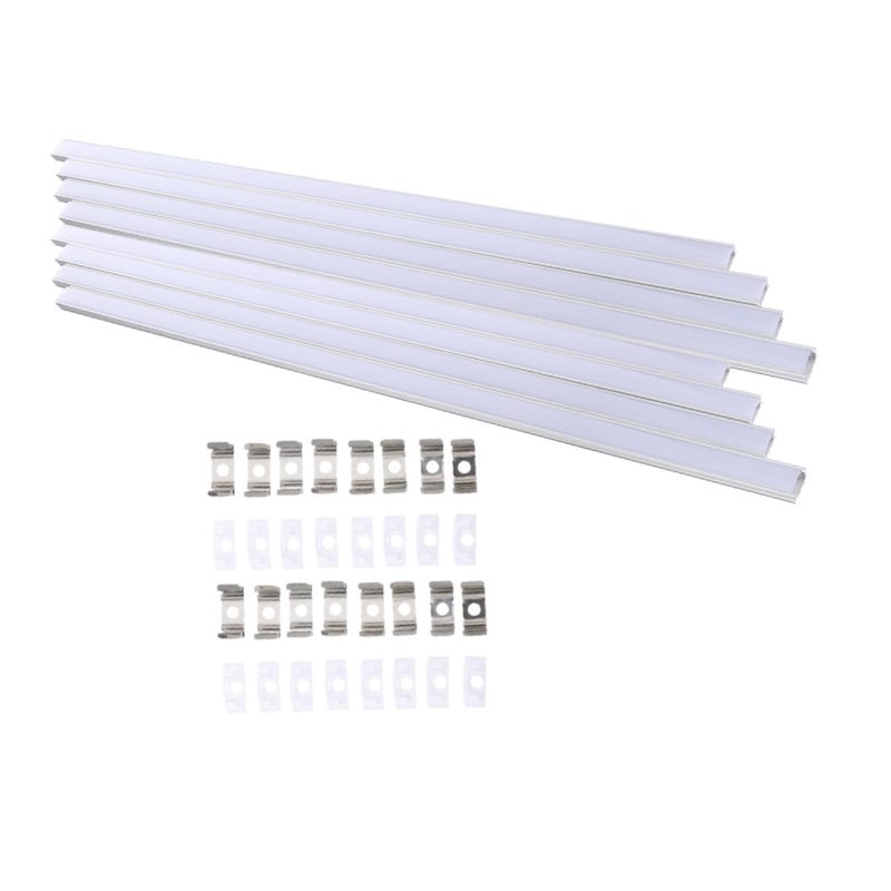 STOBAZA 8 Pack U Shape Aluminum LED Channel Kit with Clips and End Caps for Home Office Decor - Image 1